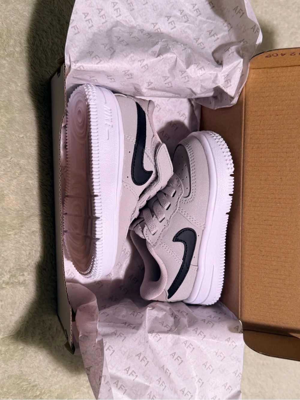 Nike Air Force 1 Low Easyon LV8 1 (TD) “Lt Iron Ore-White” Size 5C NWB #95